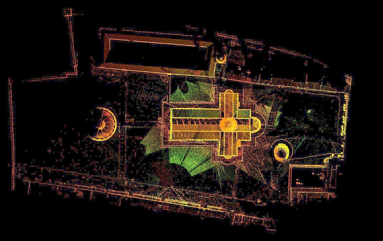 Aerial perspective of the piazza del duomo created from laser scan data